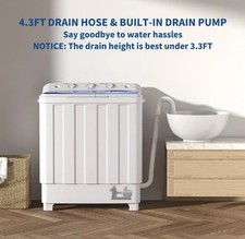 Portable Washing Machine, 28Lbs Twin Tub Washer Mini Compact Laundry Machine