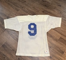 VTG Champion 1960s Jersey Football M Cream Jersey Mesh #9 Blank USA Dallas Cowbo