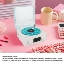 Record Player Style BT Speaker With Night Light And Time Display 3 In 1 Multi CT