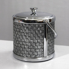 Seau à glace vintage métal chromé motif cannage 1970s style Pergay Manetti