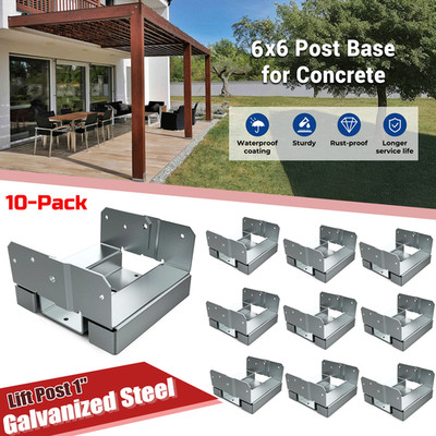 10 Pack 6x6 Post Base Brackets Wood Post Fence Post Anchor Galvanized Steel US