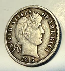 1916 10C Barber Dime XF Very Sharp Details Gold-Gray Silver Coloring