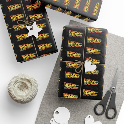 Back to the Future Wrapping Paper, Retro Movie Gift Wrap for Fans, Pop Culture