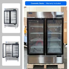 54" Glass Door Reach-In Refrigerator, 2-Door Merchandiser 49 Cu.ft – Dents