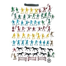 Vintage Lot Of 60 Cowboys Indians Horses Canoe Multi Color Playset Action Fig