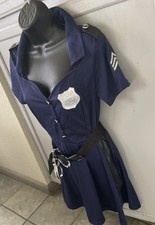 police woman costume size S blue with hat, belt and handcuffs