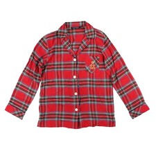 Lauren Ralph Lauren Women's Pajama Shirt Long Sleeve Button Up Red Plaid S New
