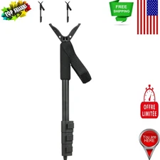 Durable Black Aluminum Shooting Stick with Foam Grip - 14.5" to 34" Adjustable