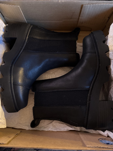 Sorel Joan Now wasserdichte Damen-Chelsea-Boots schwarz Leder runde Spitze Größe 5 - Bild 6 von 7