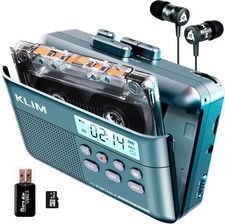 KLIM K7 Portable Cassette Tape Player  Digital MP3 Converter, Headphones, Blue