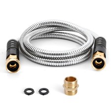 Female to Female Garden Hose 5 ft, Metal Short Water Hose, 5ft x 5/8"