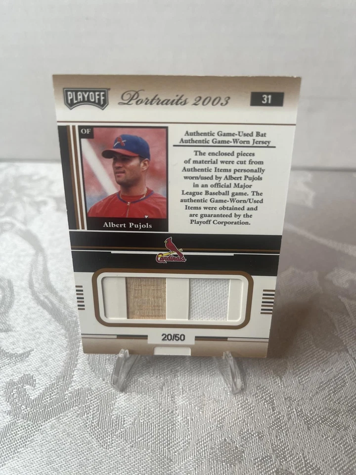 2003 Playoff Portraits Albert Pujols St. Louis Cardinals Game-Used Bat and Game- - Image 2 of 2
