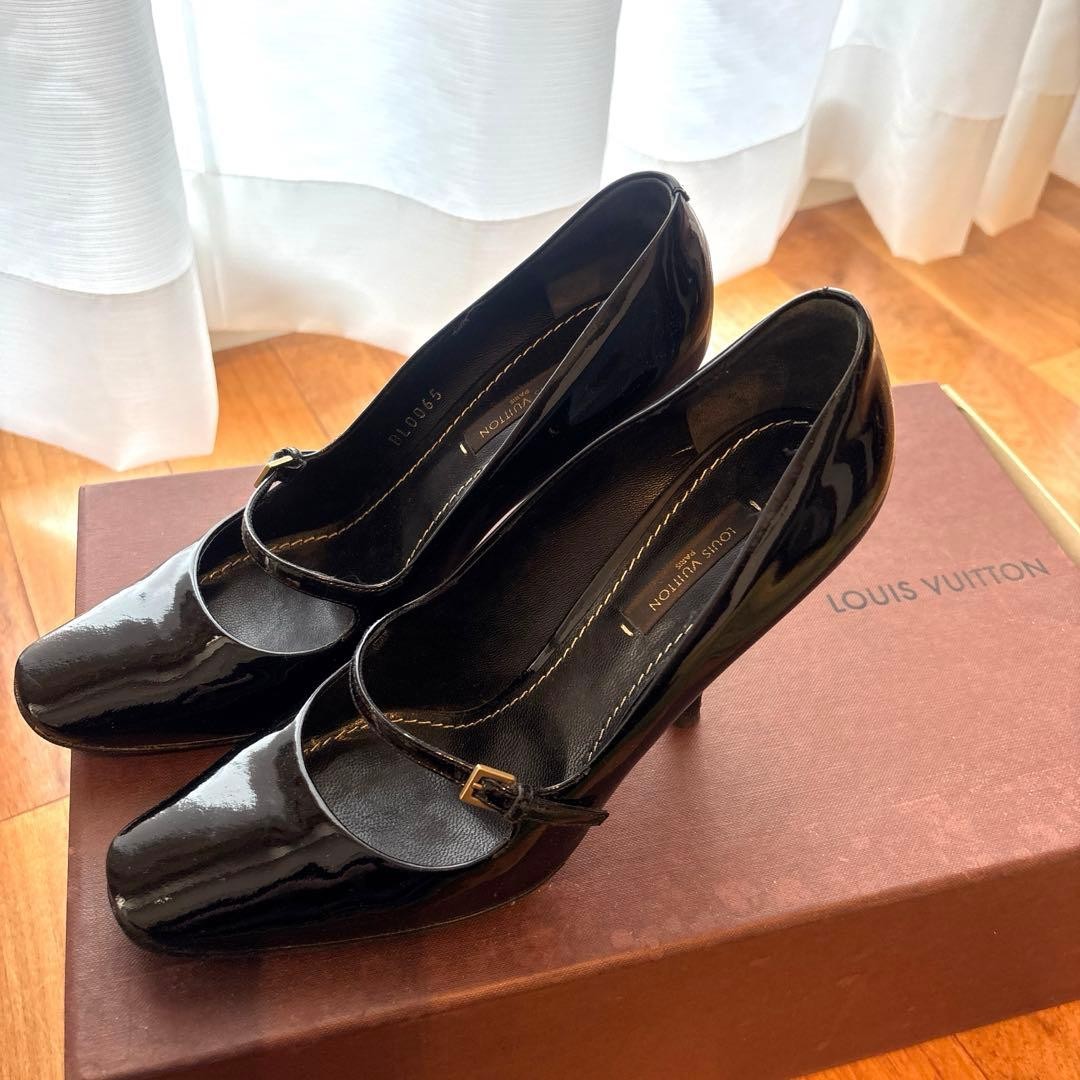 LOUIS VUITTON Heel Leather Pumps Black EU 36.5 135320K Authentic thumbnail 2