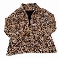 Chicos Animal Print Ponte Jacket Women Size 2 Brown Black Blazer