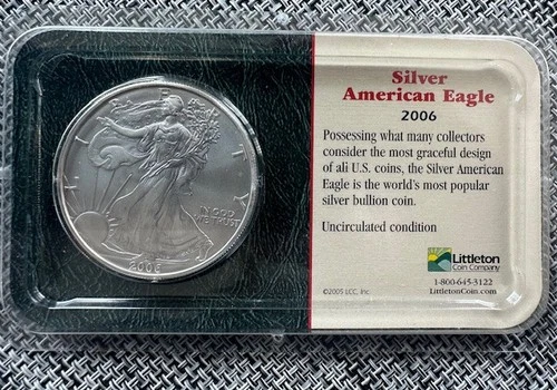 2006 1 oz Silver American Eagle Uncirculated Littleton Coin Holder  .999 BU
