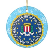 Federal Bureau of Investigations FBI 3" Ceramic Christmas Holiday Ornament MADE