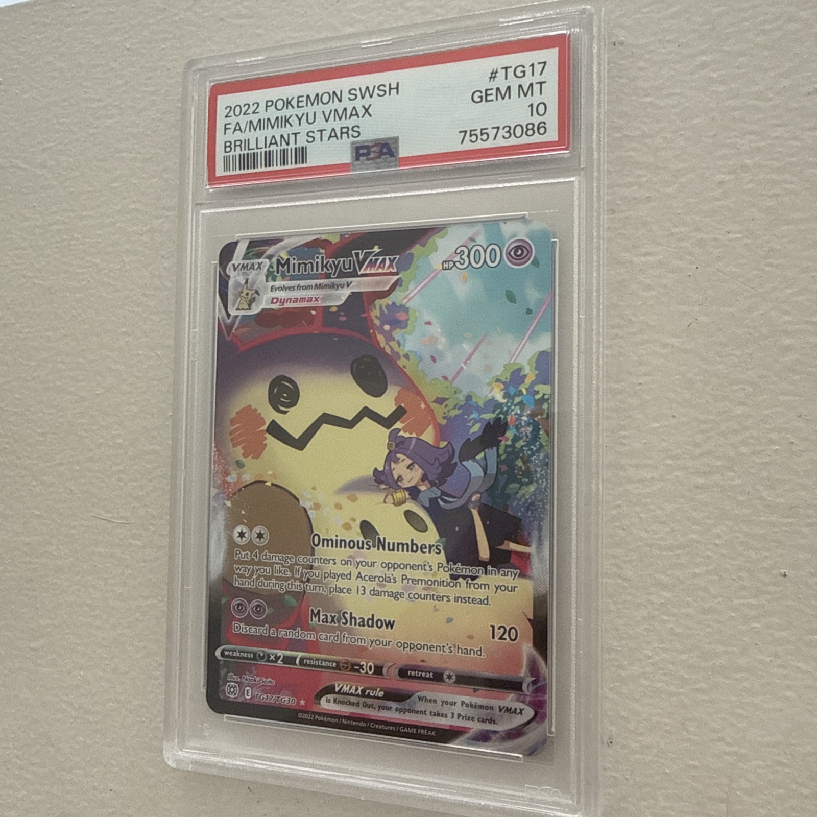 Mimikyu VMAX TG17/TG30 Swsh09: Brilliant Stars Trainer Gallery Holo