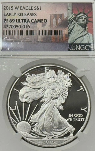 2015 W Proof Silver American Eagle •Early Release •NGC Pf 69 UC