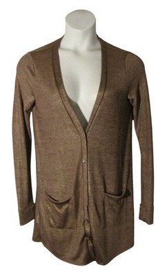 Agnes & Dora S Rose Gold Shimmery Longer Length Cardigan