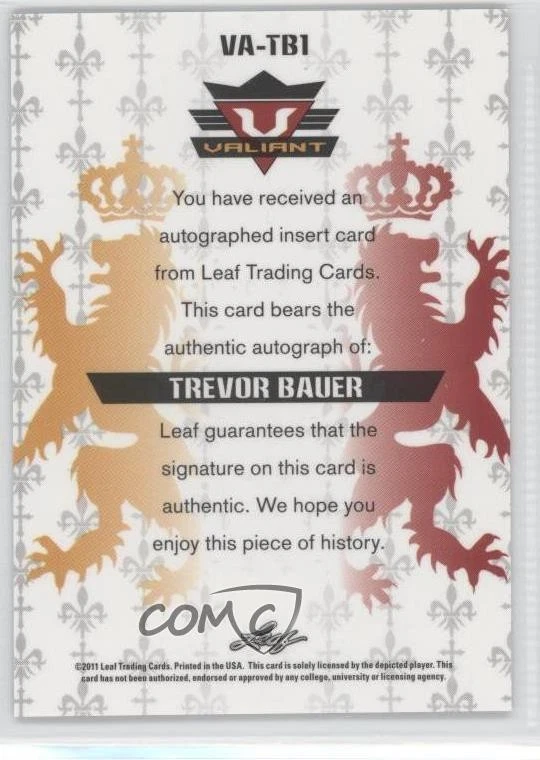 2011 Leaf Valiant Trevor Bauer #VA-TB1 Auto - Image 2 of 2
