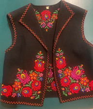 Vintage Hand Embroidered Beautiful Multicolor Hungarian Maty  vest Folk Dressing