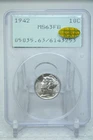 1942 Mercury Dime 10C PCGS MS63 FB Gold CAC Rattler Holder #3253