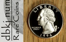 1996 S Silver Washington Quarter 25¢ - Choice to Gem Proof