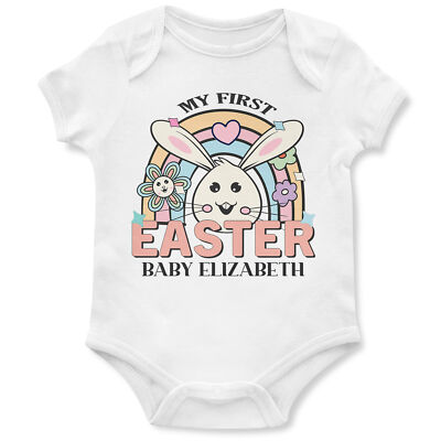 Mein 1. personalisierter Regenbogen Osterhase Strampler erste Babyweste Sonntag