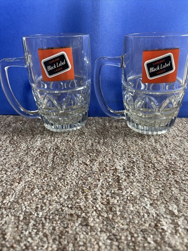 Carling Black Label Lager Heavy Pint Glass x 2 - Crown 478 Mark - Picture 1 of 8