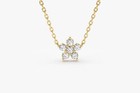 Star Minimalist Pendant 14k Solid Gold Diamond Floral Pendant 0.18 Cts Diamond