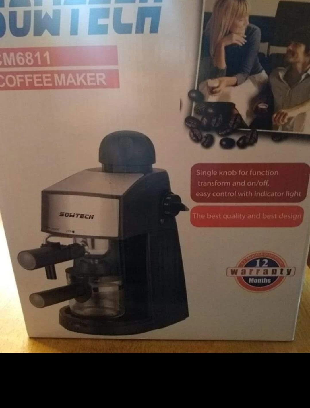 SOWTECH 4 Cup Espresso Maker Cappuccino Machine w Steamer