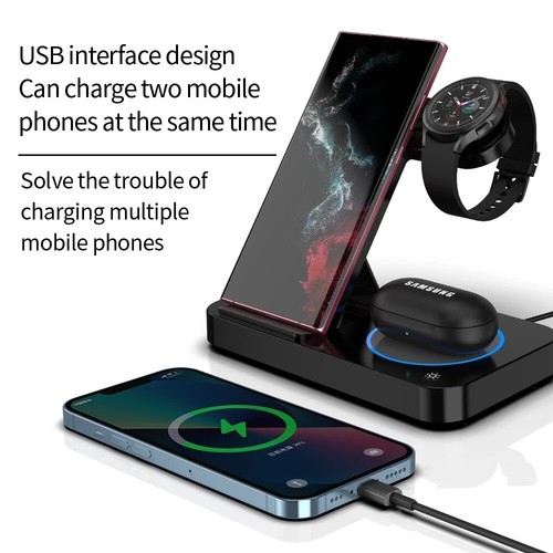 4 in 1 Foldable Qi Wireless Charging Station for iPhone Smart Watch Airpods - Picture 3 of 5