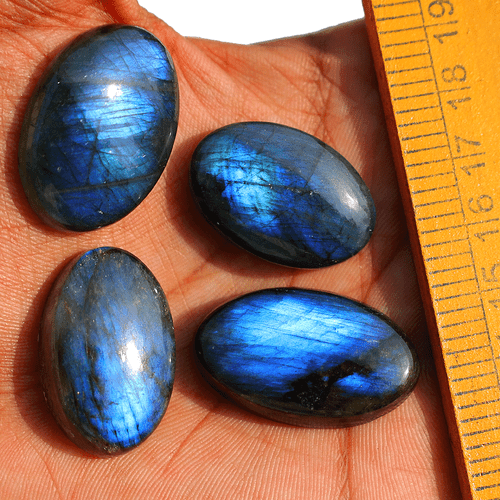 4 pz Cristalli Ovali Naturali Labradorite Fuoco Blu da Collezione Reiki Minerale Gioiello - Foto 5 di 12