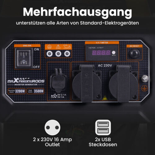 3200W 3500W Inverter Stromerzeuger Benzin for Camping 26KG Tragbar Generator - Bild 9 von 12