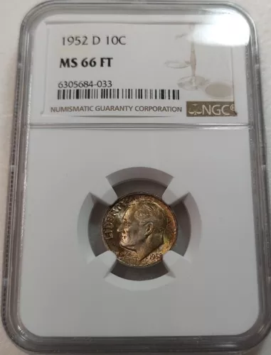1952-D Roosevelt Dime 10C NGC MS66 FT #6305684-033