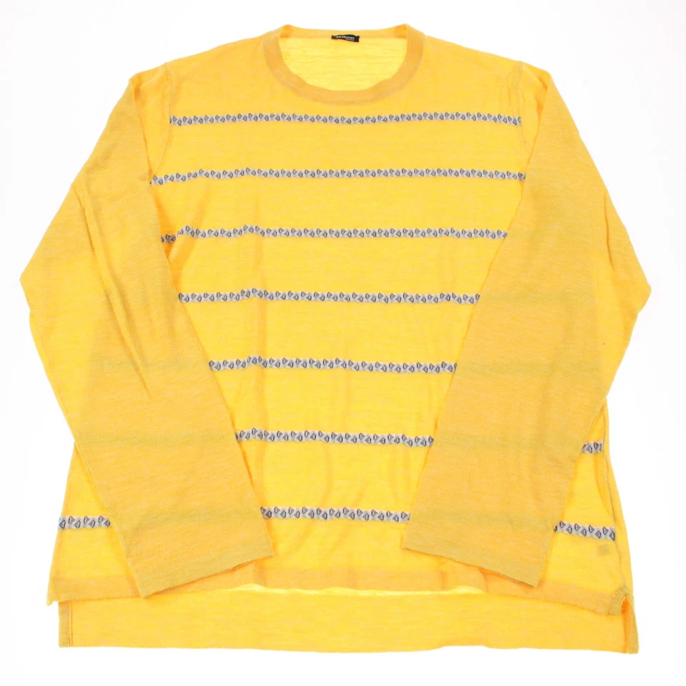Suéter Kiton Nuevo sin Etiquetas Mezcla Seda/Lino Cuello Redondo Talla 50 EE. UU. M Amarillo con Rayas Foto 4 de 4