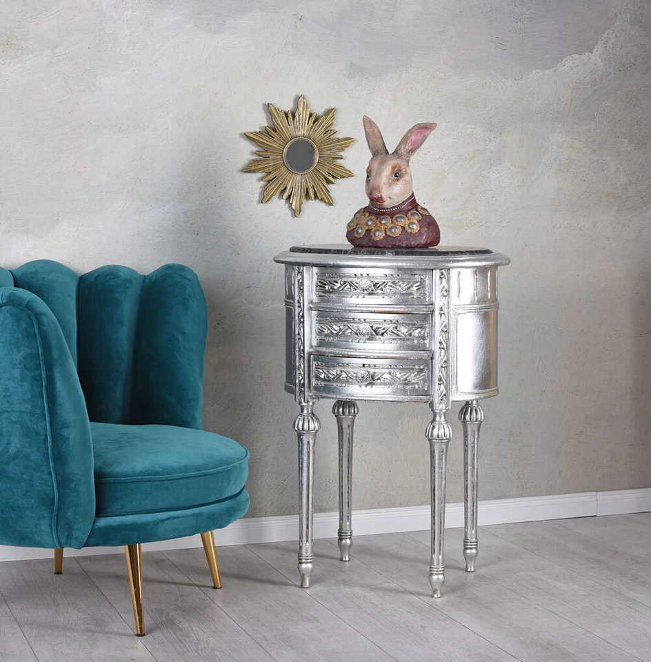 Barockkommode Kommode Rokoko Nachtkonsole Marmorplatte Nachttisch Marmorplatte - Bild 2 von 4