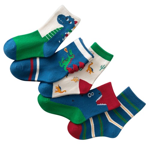 5 Pair Kids Crew Socks for Boys Girls Toddler Cotton Warm Cute Cartoon Dinosaur - Picture 20 of 24