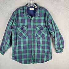 LL Bean Jac Shirt Jacket Shacket Flannel Quilt Lined Thinsulate Vintage USA Made