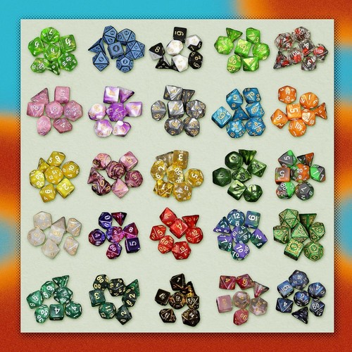 Mystery Pack of 7 Polyhedral Gaming Dice - Unique Patterns for RPG & Table Games - Picture 3 of 11