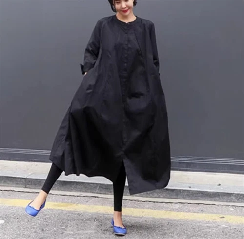 Lockeres Damen-Shirtkleid Übergröße Overknee japanisches lässiges langes Kleid - Bild 5 von 26