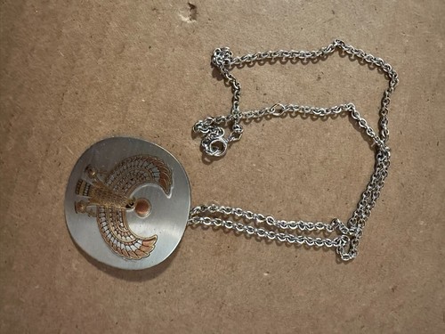 Collana con ciondolo vintage canna damascena e bartone Horus uccellino Egitto - Foto 3 di 6