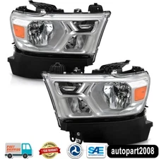 Chrome Headlights For 2019 2020 2021 2022 2023 2024 Dodge Ram 1500 Halogen Lamps