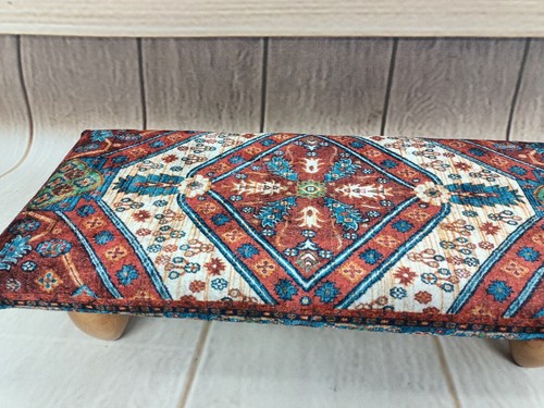Upholstered footstool Bed step stool Bohemian stool Fireside stool Foot Riser - Picture 7 of 11