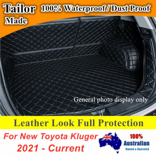 Black PU Leather Boot Liner Cargo Mats for New Toyota Kluger 7-seat 2021 onwards - Picture 1 of 5