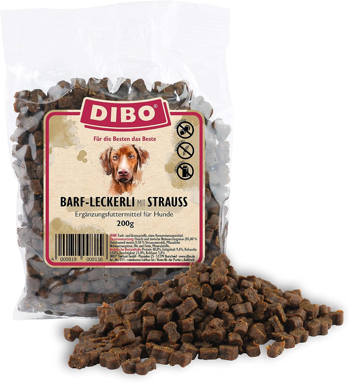 DIBO Barf Leckerli, 200g Strauß Hundesnack Klein Und Praktisch Trainings