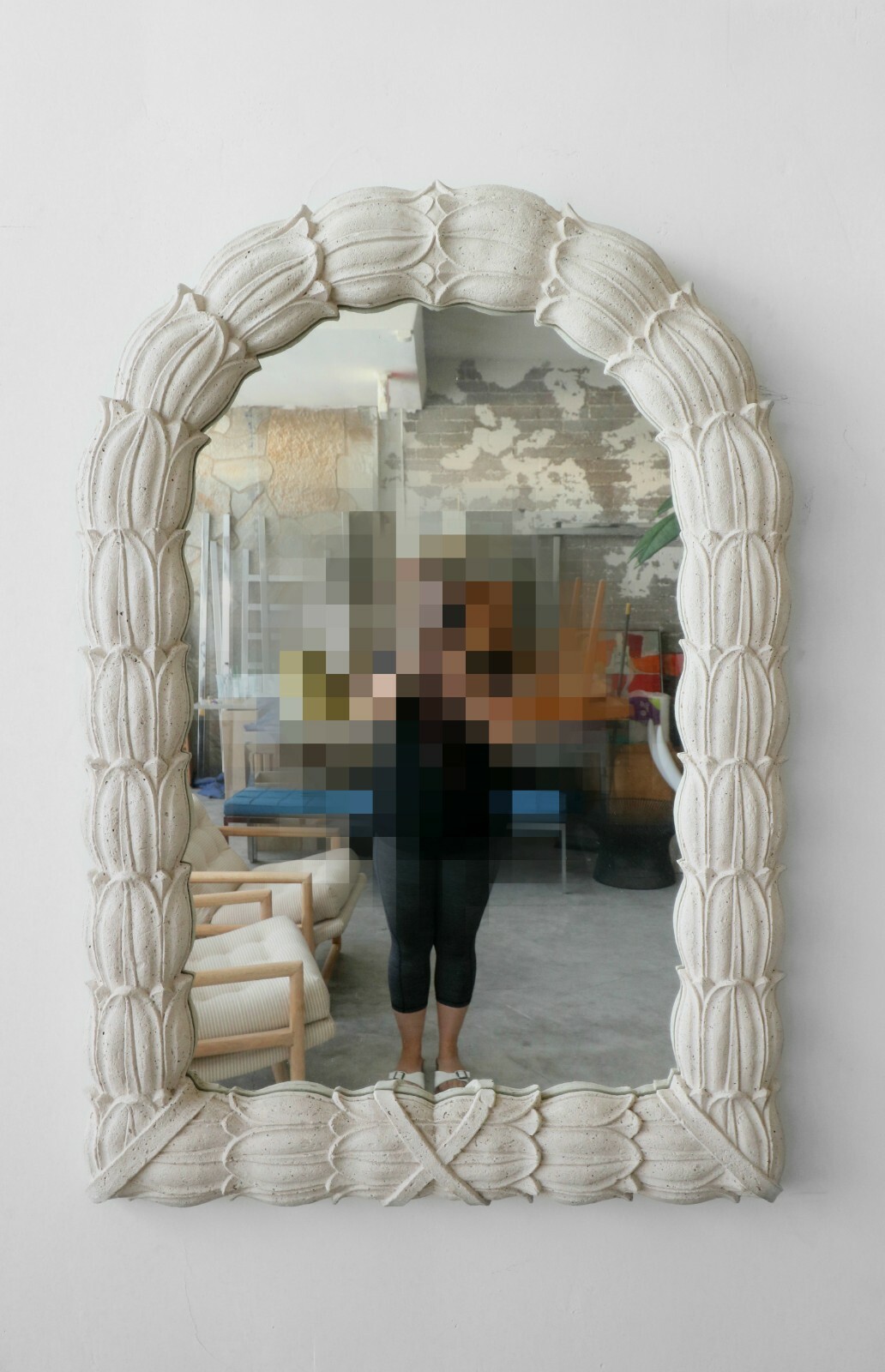 Huge Molded Concrete Sand Stone Wall Mirror