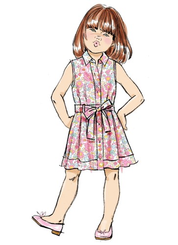 Butterick SEWING PATTERN B7033 Children's Dress & Belt For Girls Age 3-8 - Picture 5 of 8