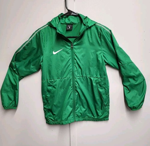 Nike Rain Jacket Youth Medium Green & White AA2091-302 Full Zip Windbreaker Hood