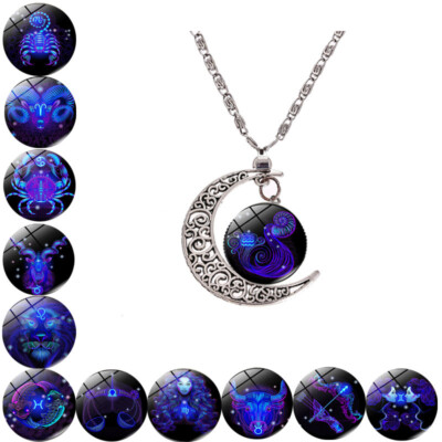 Halskette Mond Sternzeichen Astrologie Horoskop Zeichen Stern Sternbild Anhänger Geschenk